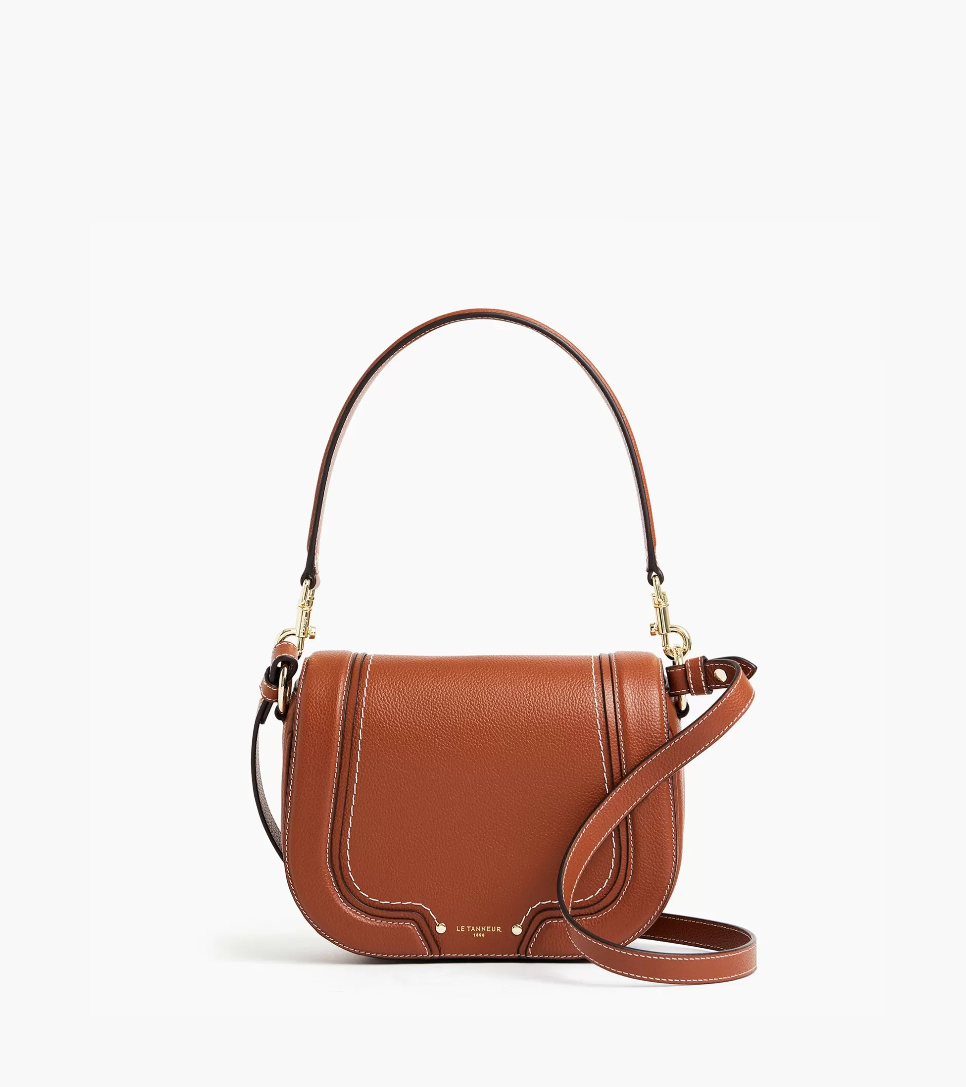 Femme Le Tanneur Sac bandoulière moyen modèle Ella en cuir grainé - Mahogany Brown