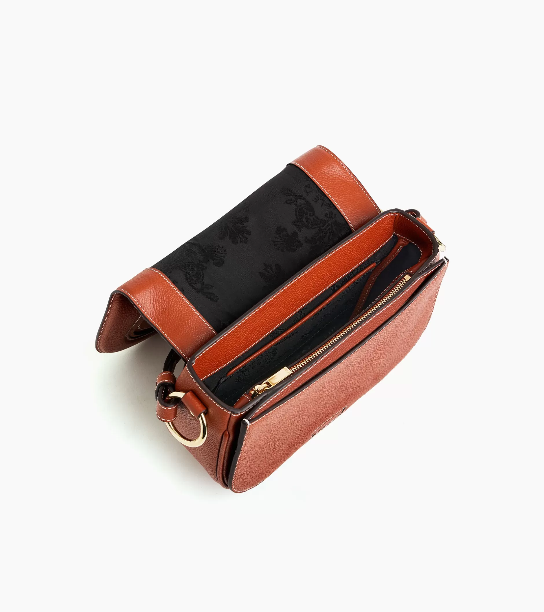 Femme Le Tanneur Sac bandoulière moyen modèle Ella en cuir grainé - Mahogany Brown