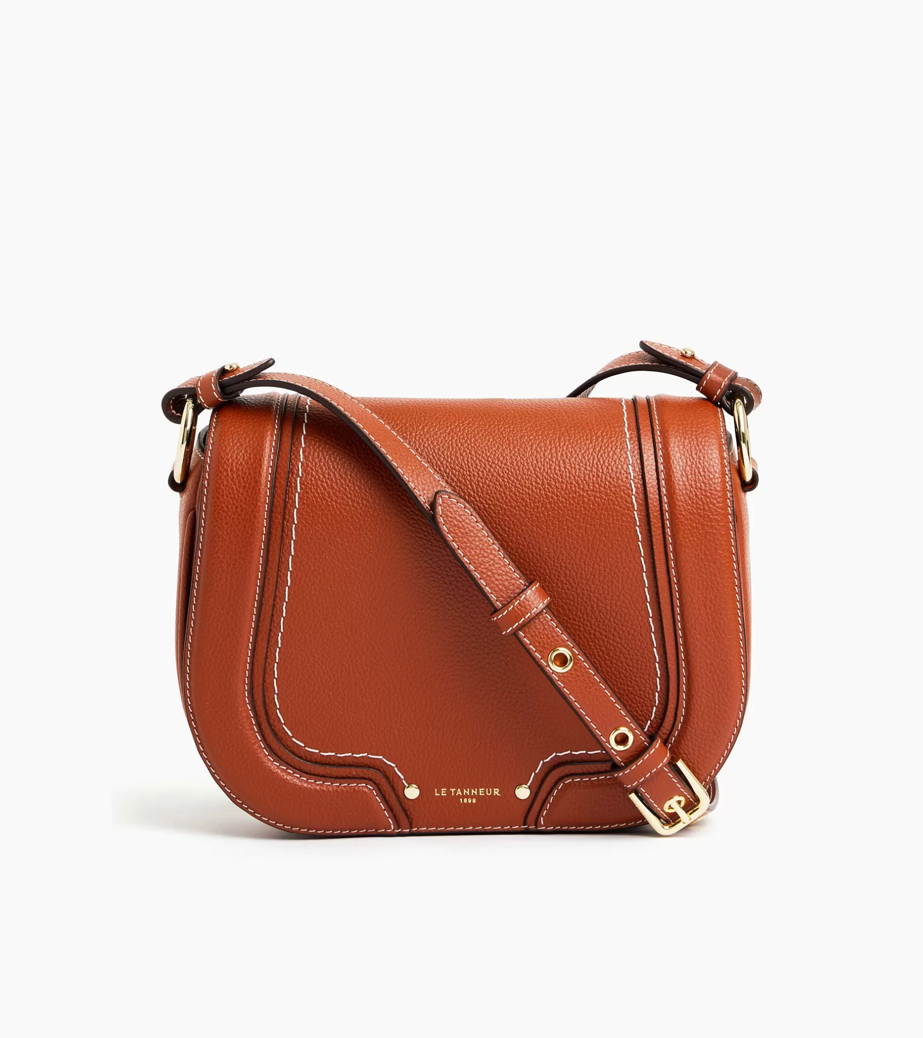 Femme Le Tanneur Sac bandoulière moyen modèle Ella en cuir grainé - Mahogany Brown
