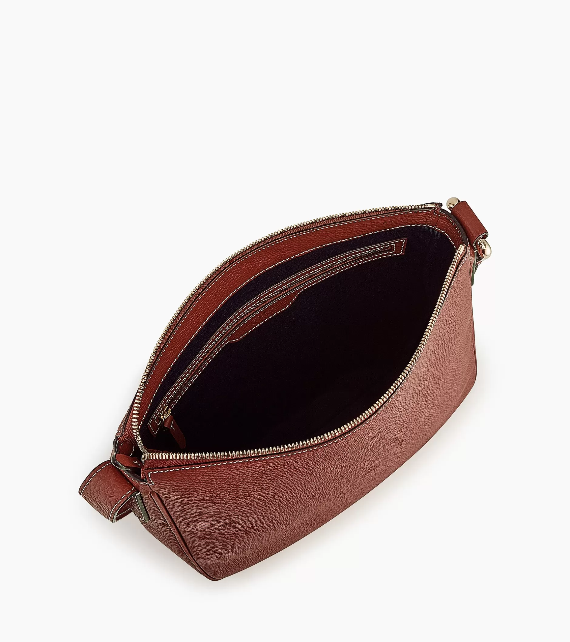 Femme Le Tanneur Sac bandoulière moyen modèle Madeleine en cuir grainé - Mahogany Brown