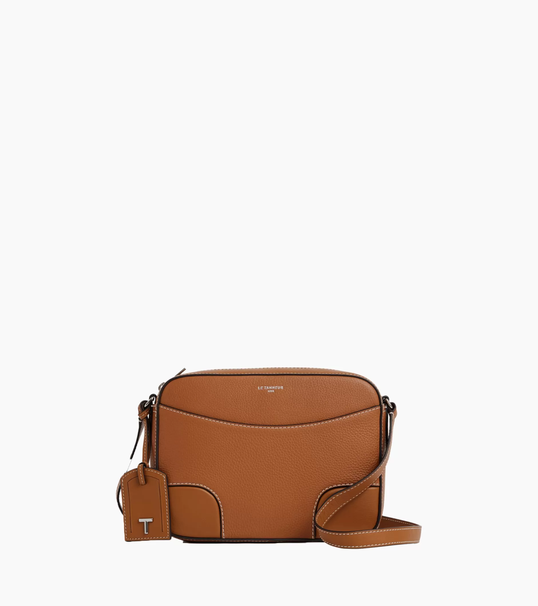 Femme Le Tanneur Sac bandoulière moyen modèle Romy en cuir grainé et lisse - Brown Tan