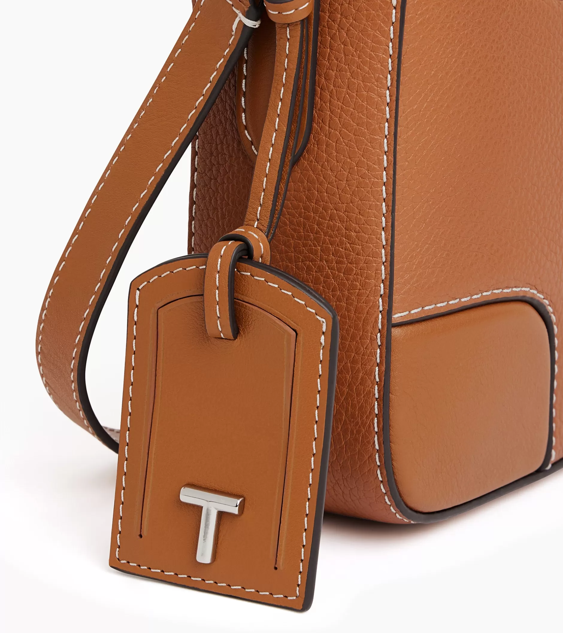 Femme Le Tanneur Sac bandoulière moyen modèle Romy en cuir grainé et lisse - Brown Tan