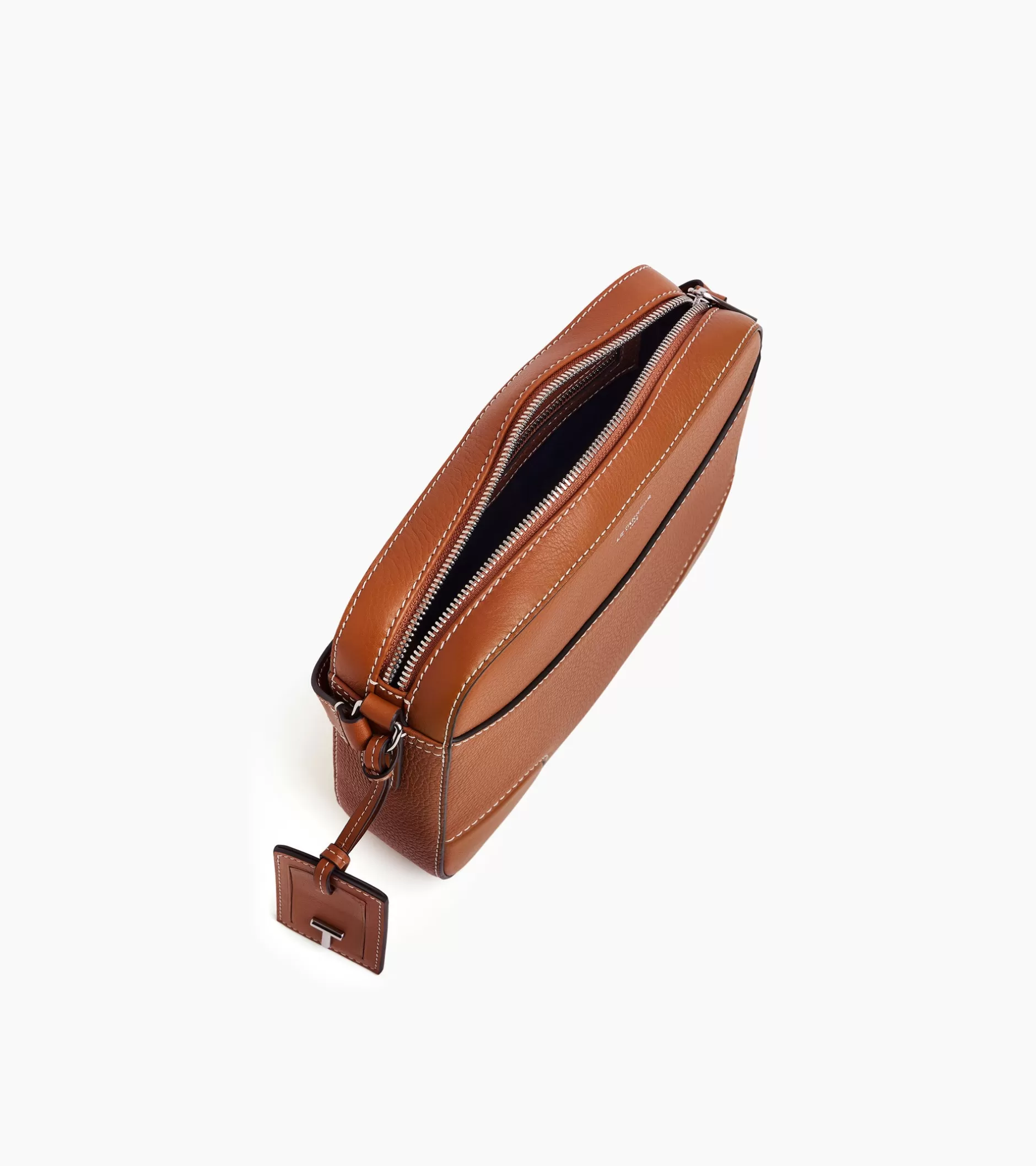 Femme Le Tanneur Sac bandoulière moyen modèle Romy en cuir grainé et lisse - Brown Tan
