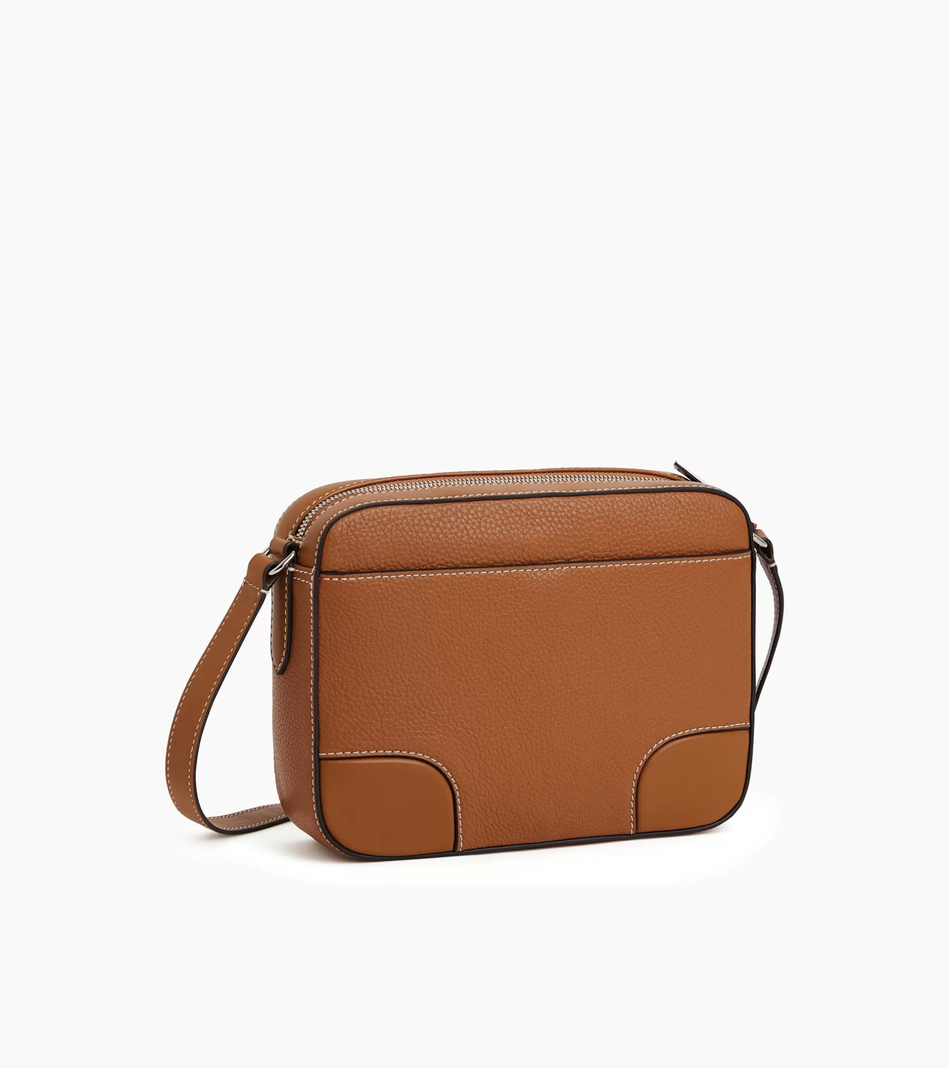 Femme Le Tanneur Sac bandoulière moyen modèle Romy en cuir grainé et lisse - Brown Tan