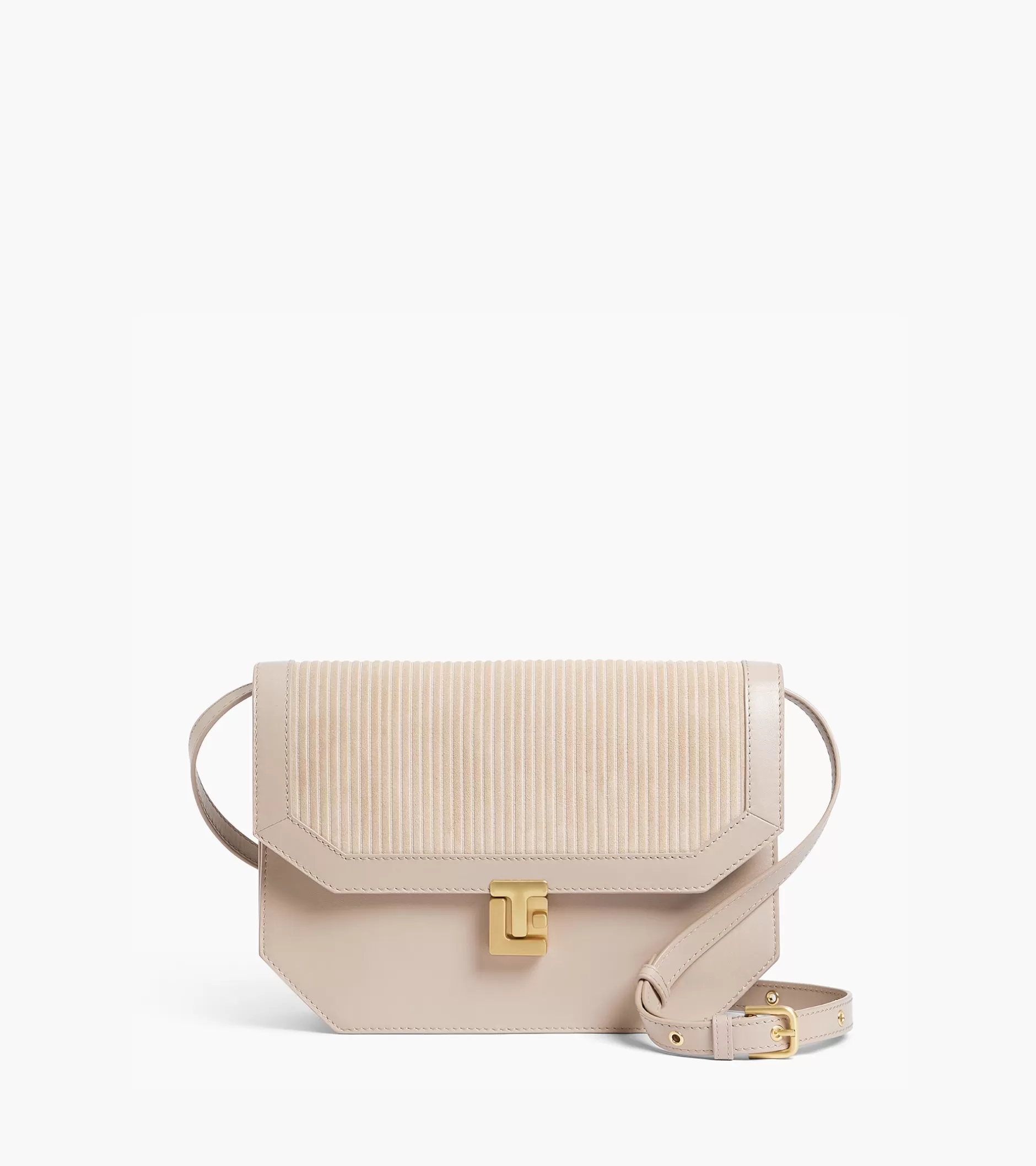 Femme Le Tanneur Sac bandoulière moyen modèle Rose en cuir côtelé et cuir lisse - GREGE 1