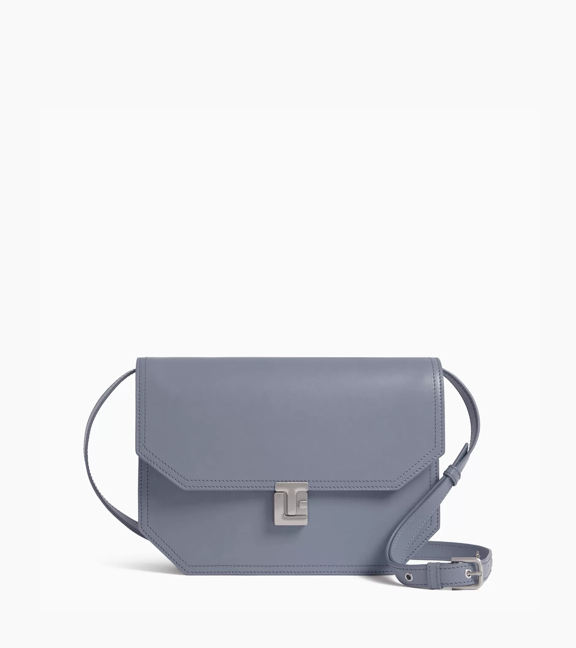 Femme Le Tanneur Sac bandoulière moyen modèle Rose en cuir lisse - BLEU ARGILE