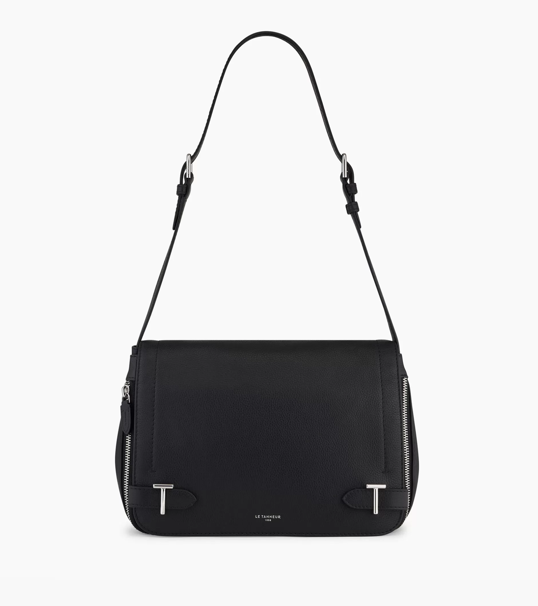 Femme Le Tanneur Sac bandoulière moyen modèle Simone en cuir grainé - Black