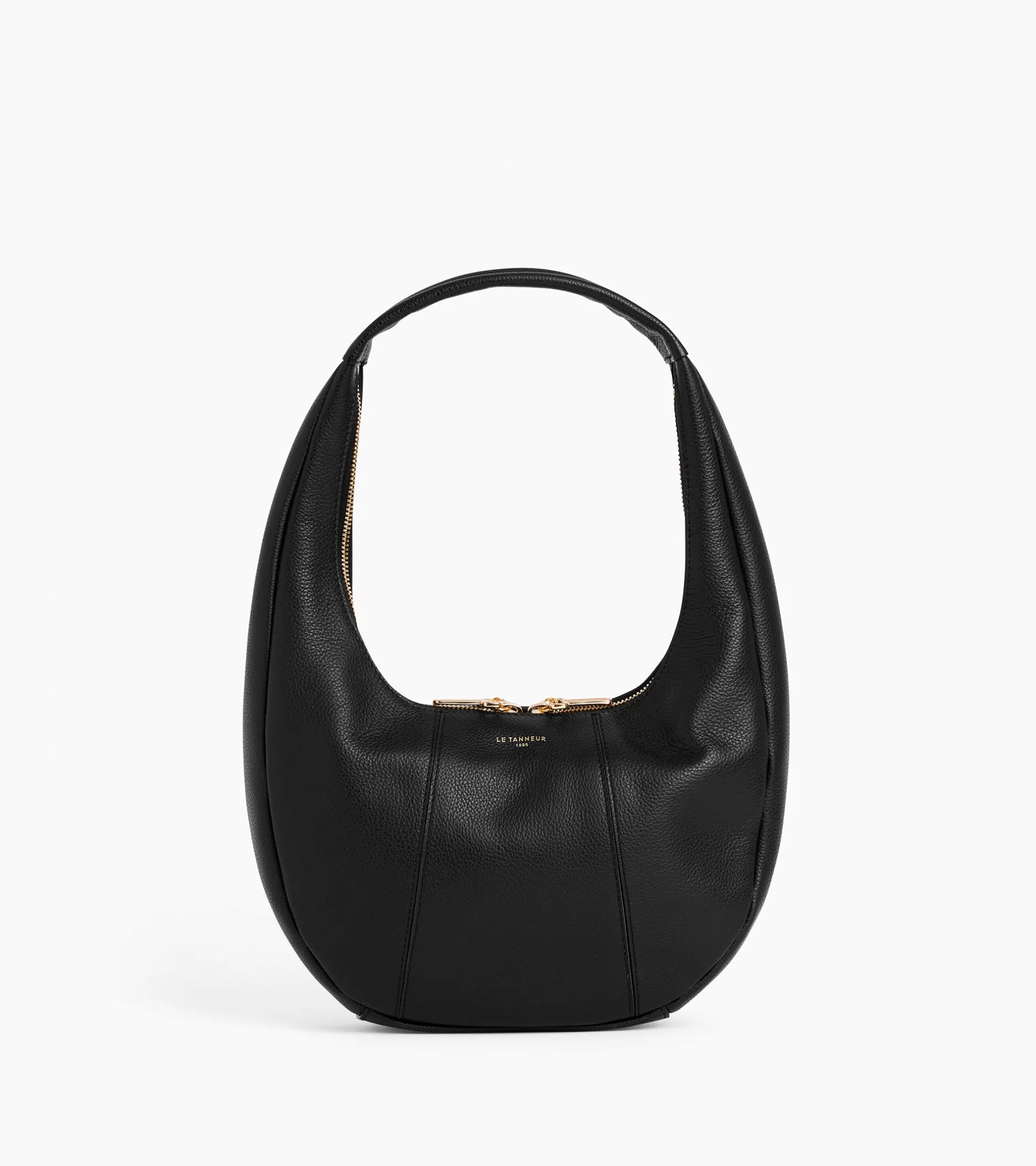 Femme Le Tanneur Sac hobo moyen modèle Juliette en cuir grainé - Black