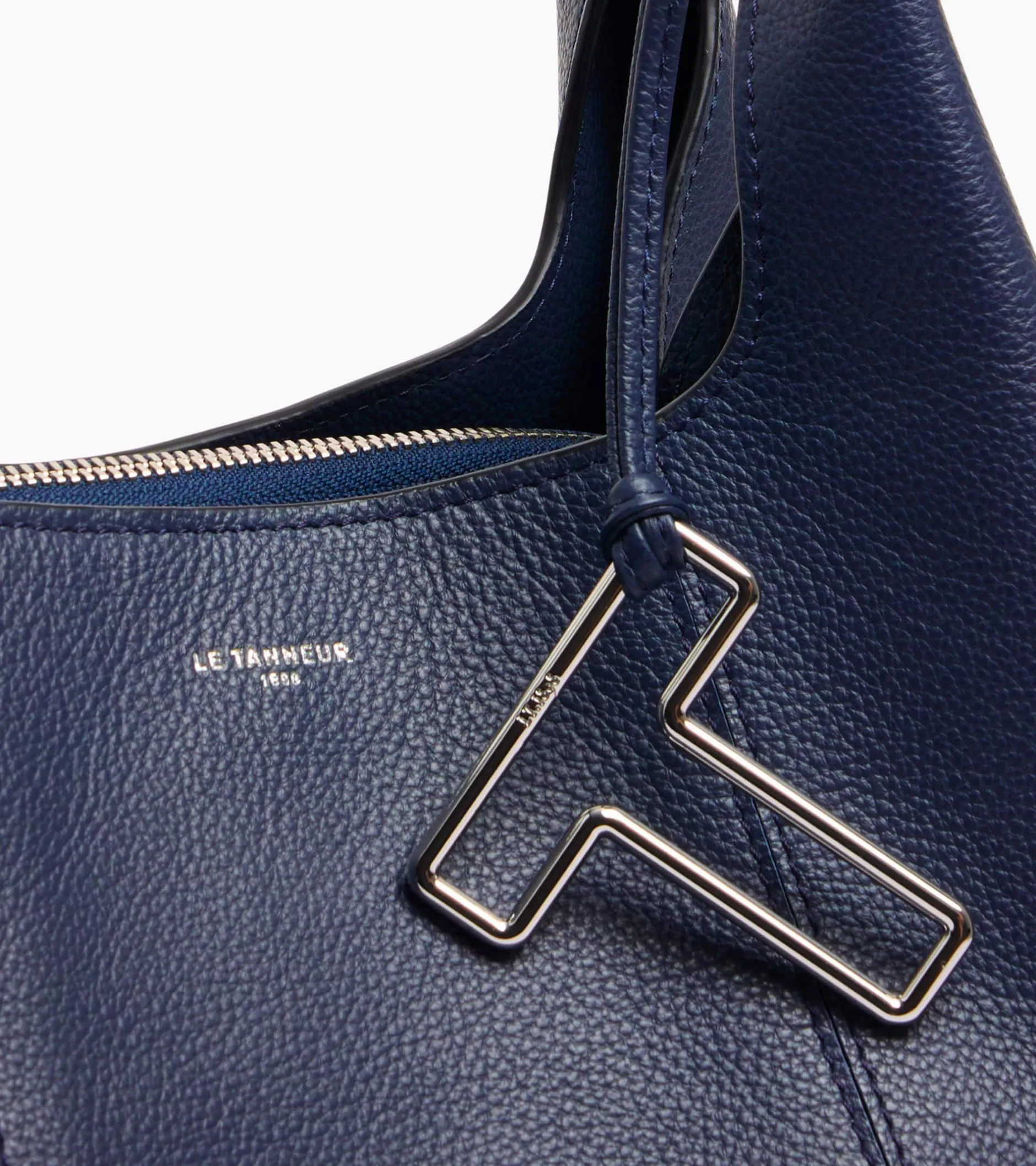 Femme Le Tanneur Sac porté épaule moyen modèle Juliette en cuir grainé - Twilight Blue