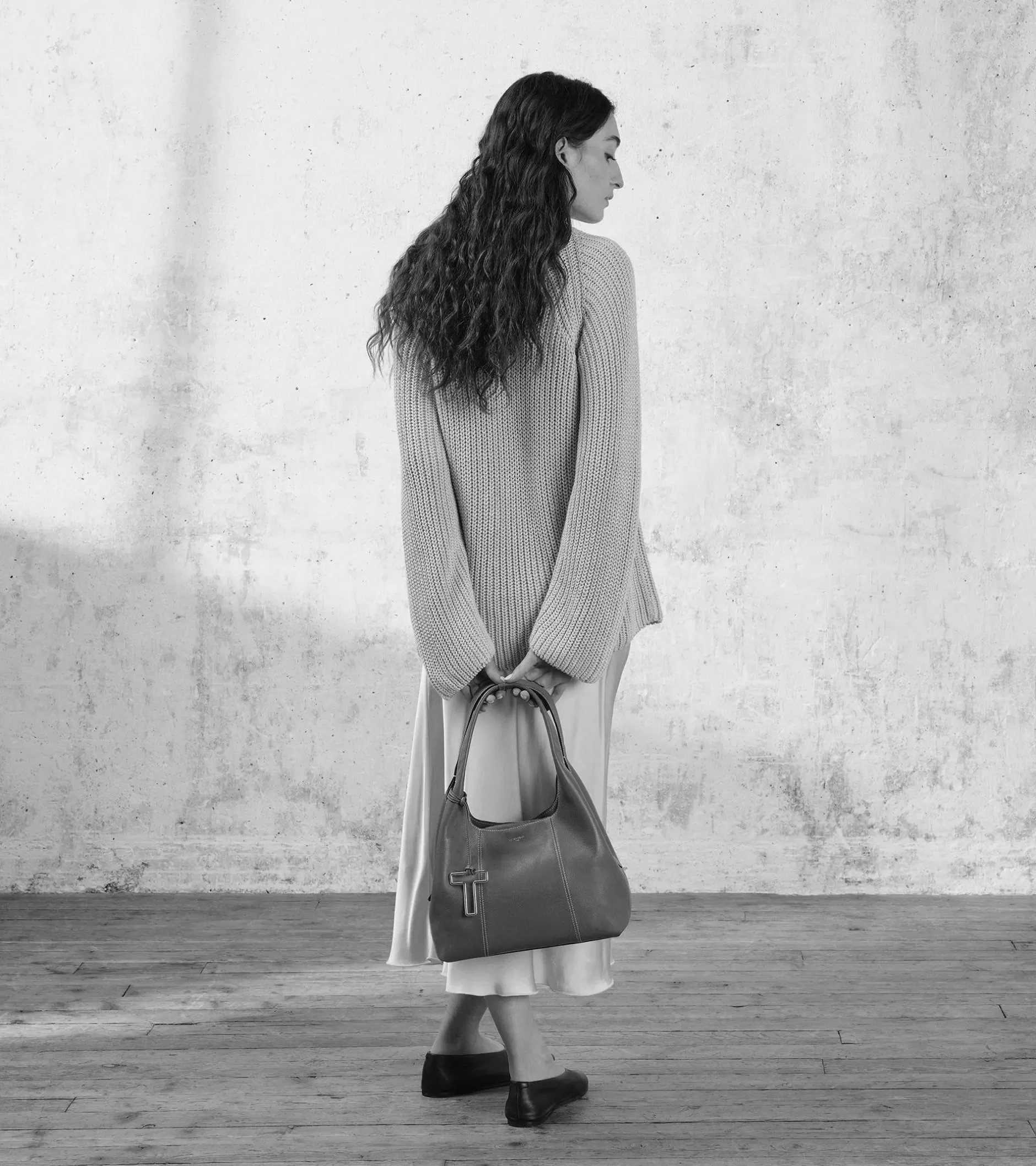 Femme Le Tanneur Sac porté épaule moyen modèle Juliette en cuir grainé - Twilight Blue