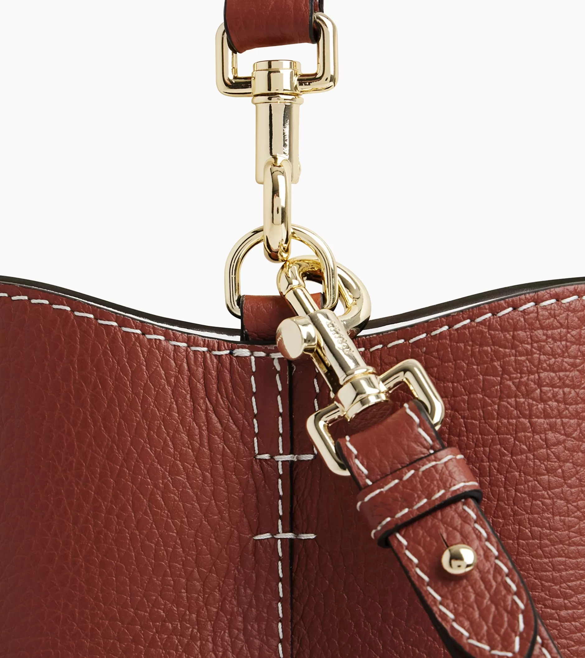 Femme Le Tanneur Sac seau Louise en cuir grainé - Mahogany Brown Twilight Blue