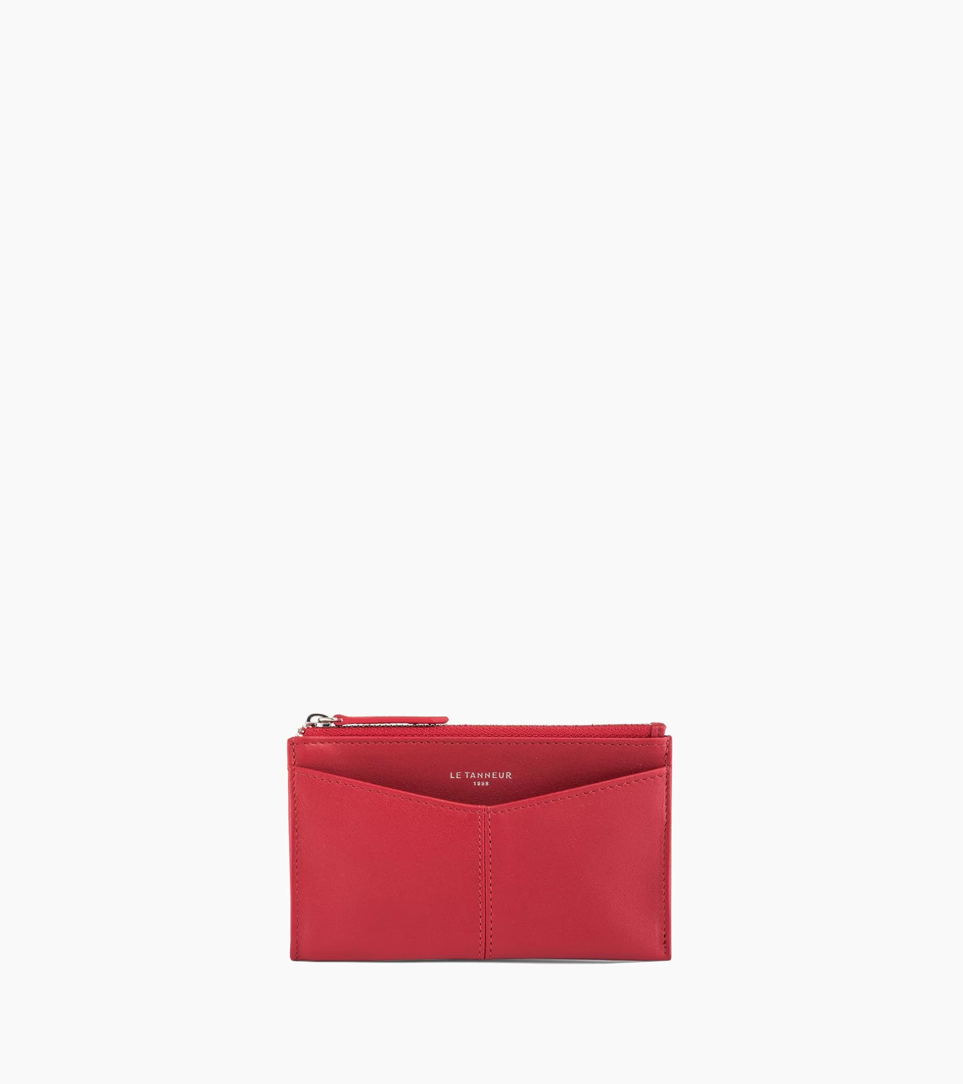 Femme Le Tanneur Étui clés zippé Charlotte en cuir lisse - Garnet red